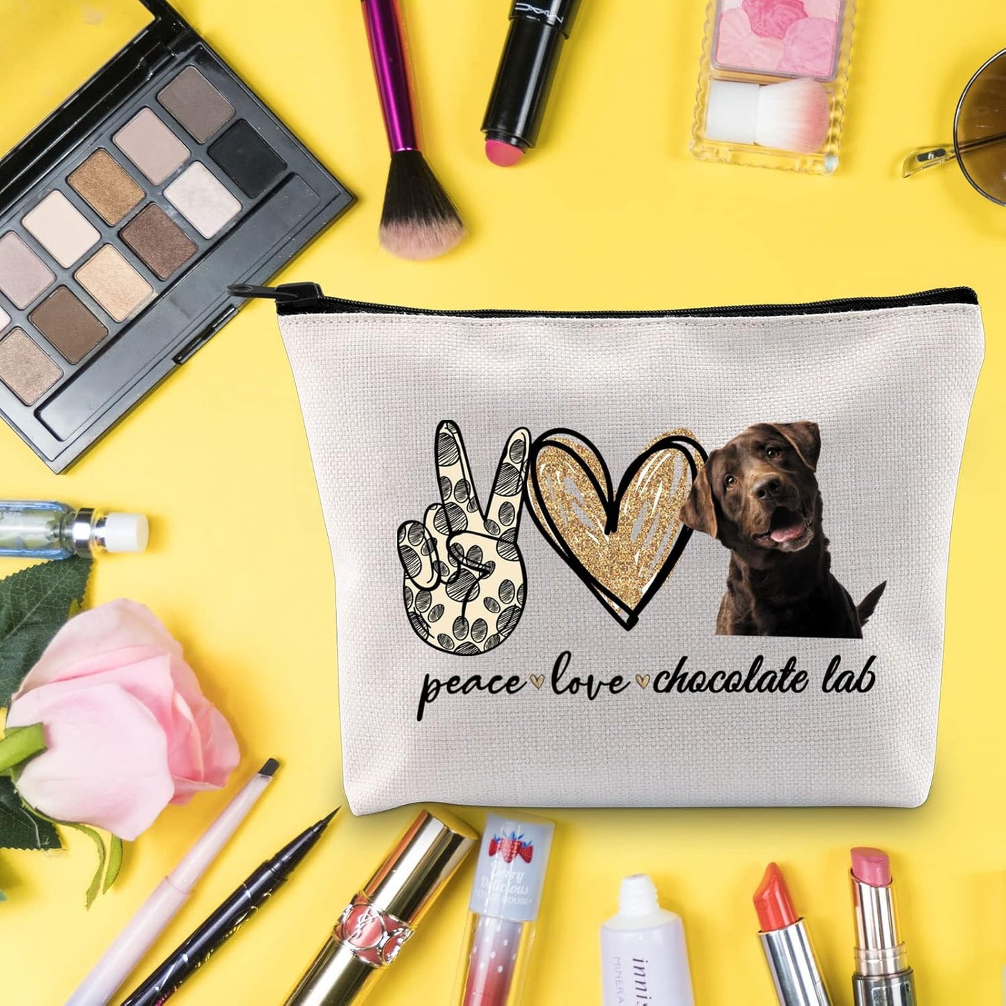Cosmetic Make up Bag Make up Zipper Pouch Bag for Dog Lover (Peace Lab)