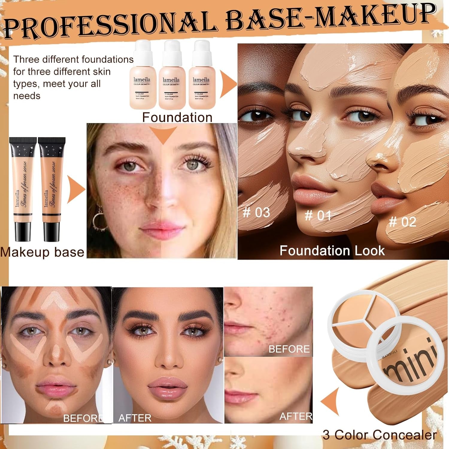 Girls Makeup Kit Full Set: 40-Color Eyeshadow, Foundation, Contour Stick & More