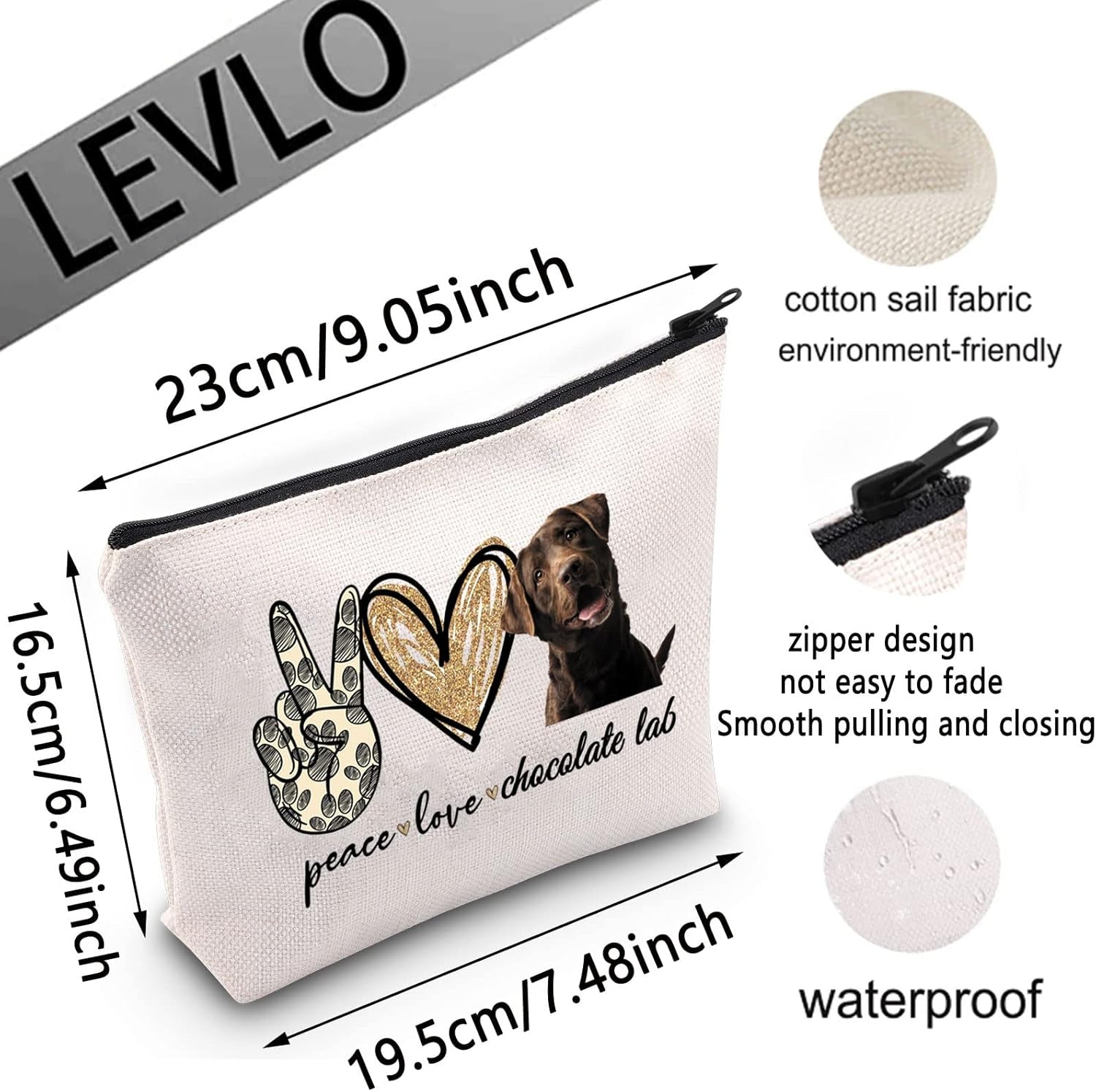 Cosmetic Make up Bag Make up Zipper Pouch Bag for Dog Lover (Peace Lab)