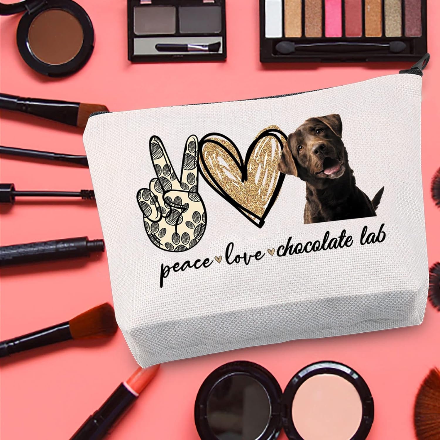 Cosmetic Make up Bag Make up Zipper Pouch Bag for Dog Lover (Peace Lab)