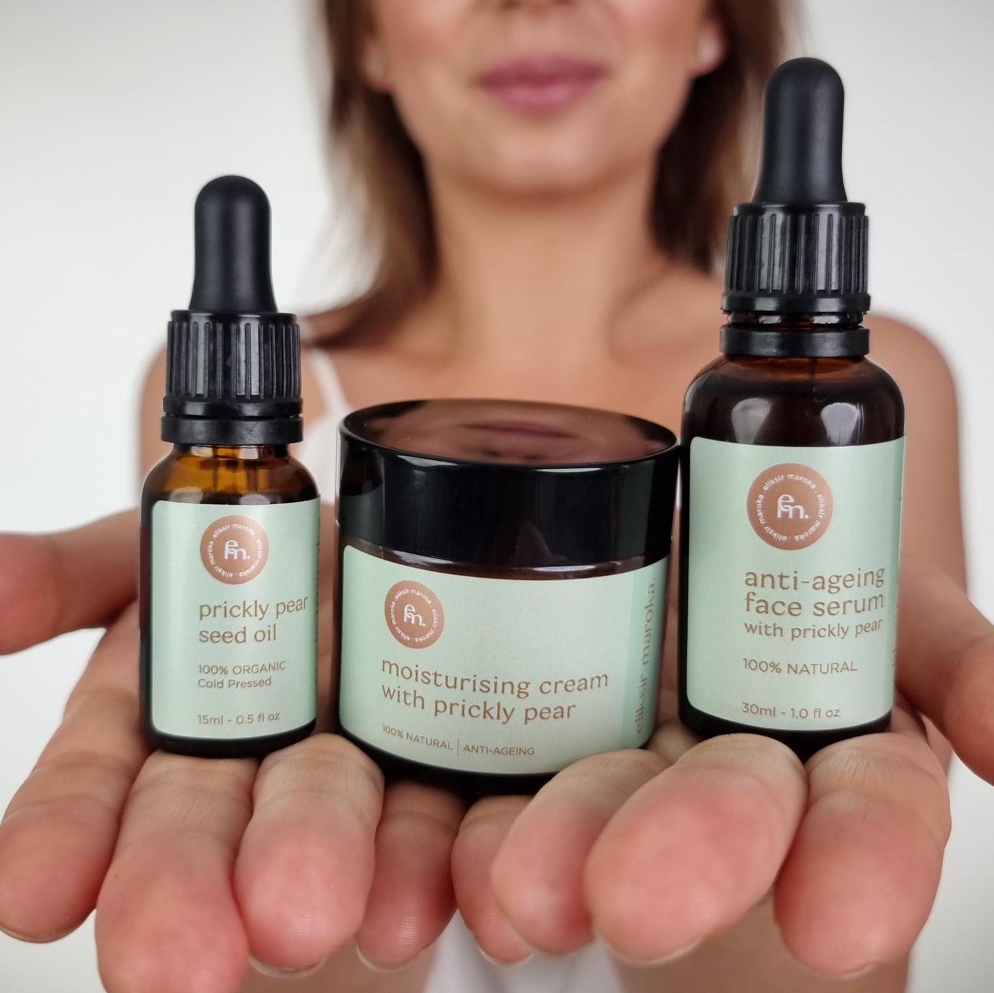 Prickly Pear Oil Skincare Set: Anti-Aging Serum, Moisturizer, Vegan Gift