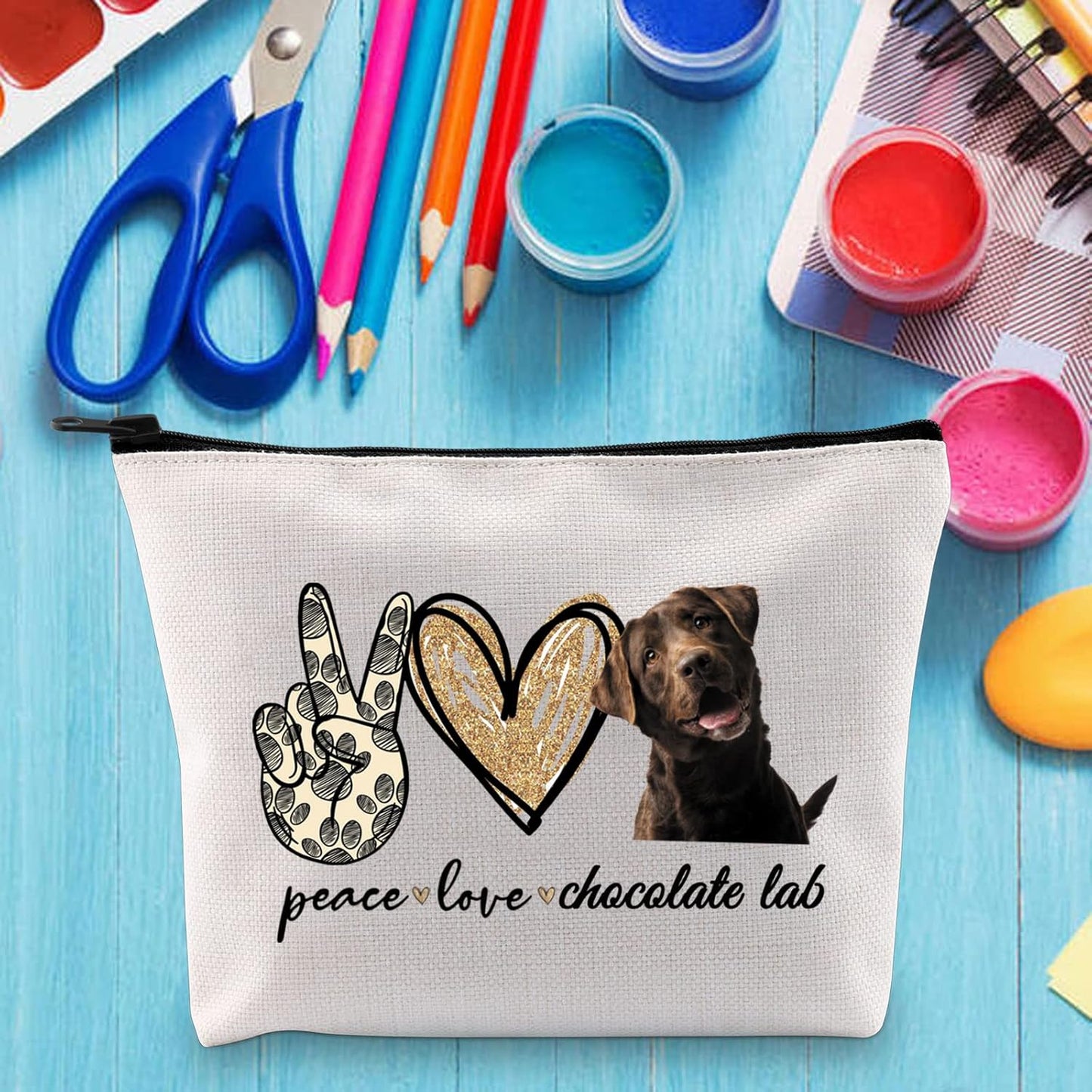 Cosmetic Make up Bag Make up Zipper Pouch Bag for Dog Lover (Peace Lab)