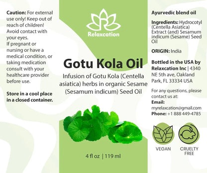 Gotu Kola (Centella Asiatica) Leaf Infused Sesame Oil Ayurvedic Herbal Hair & Skin Oil – Cold-Pressed, Unrefined, Plant-Based (0.5 Fl Oz)
