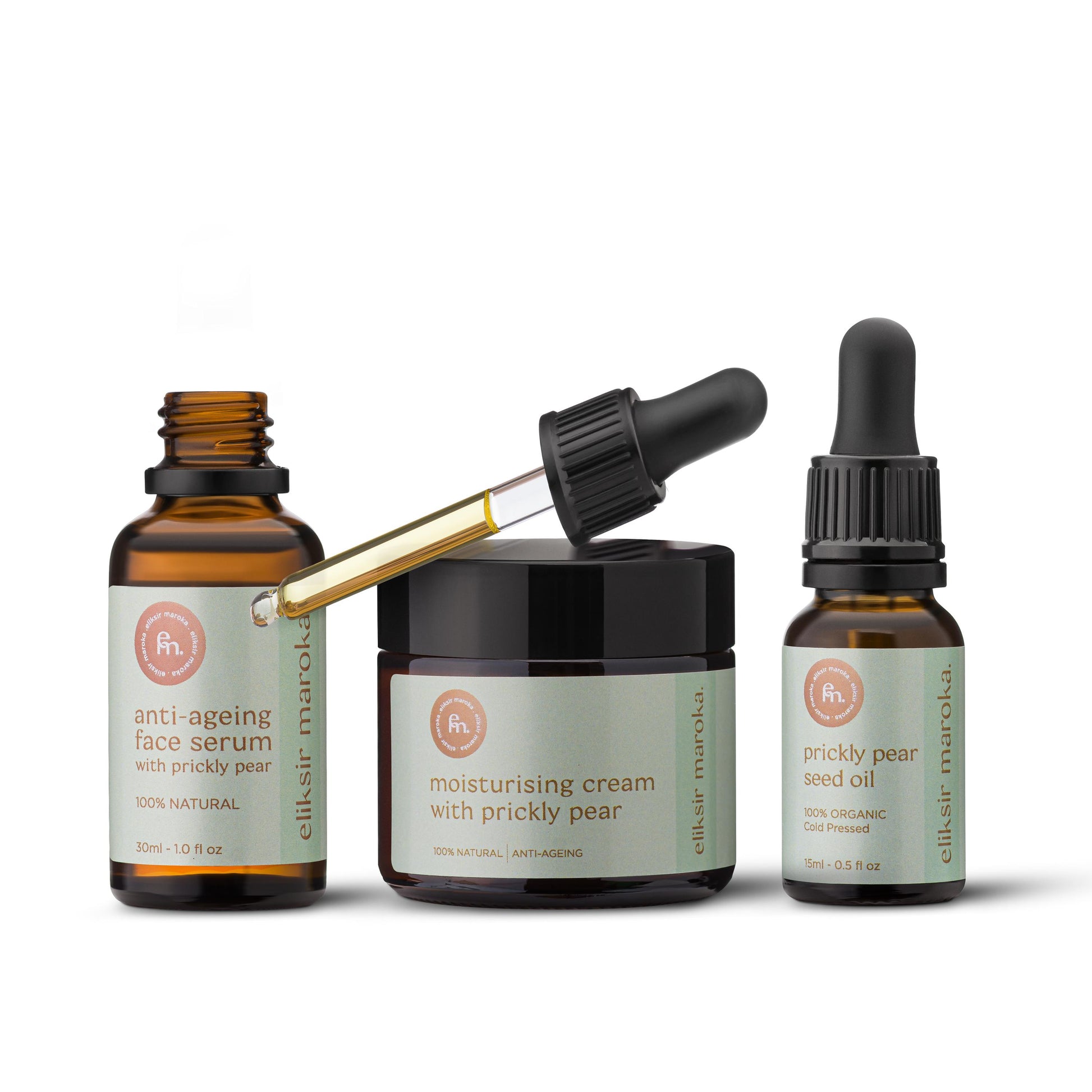 Prickly Pear Oil Skincare Set: Anti-Aging Serum, Moisturizer, Vegan Gift