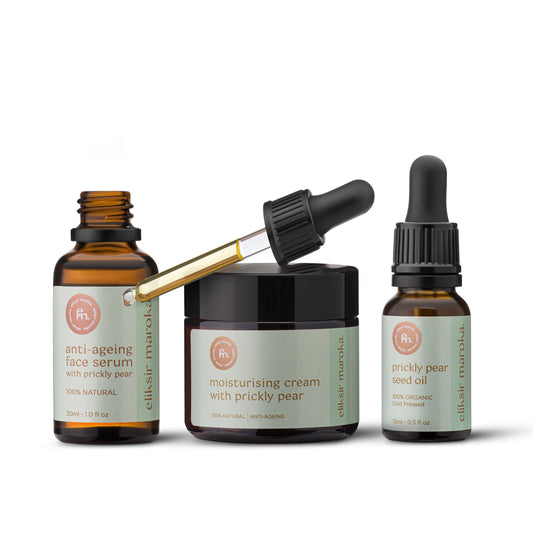 Prickly Pear Oil Skincare Set: Anti-Aging Serum, Moisturizer, Vegan Gift